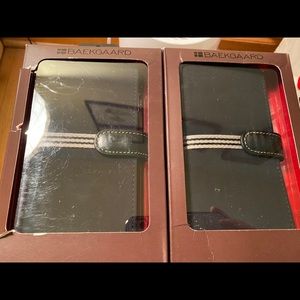 Canvas & leather wallet phone case.